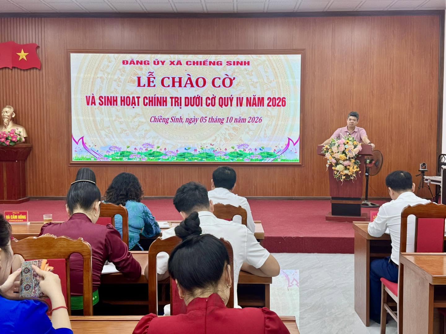 Chiềng Sinh tổ chức sinh hoạt dưới cờ tháng 10, triển khai nhiệm vụ quý IV năm 2026