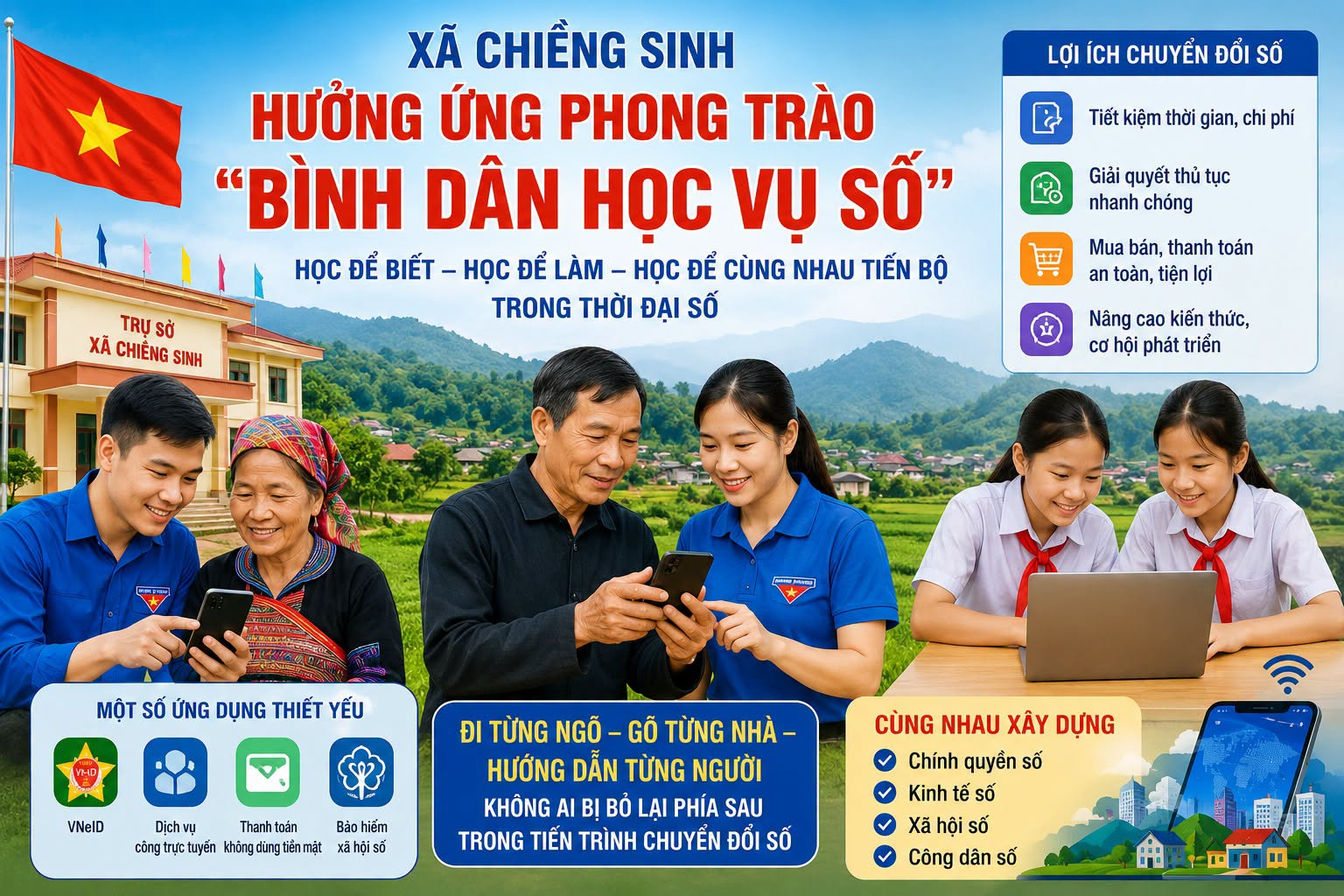 CHIỀNG SINH LAN TỎA PHONG TRÀO "BÌNH DÂN HỌC VỤ SỐ" – CHUNG TAY XÂY DỰNG CỘNG ĐỒNG SỐ